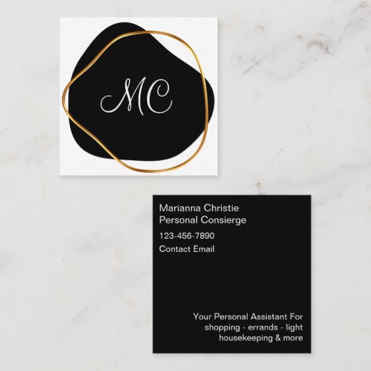 Carte De Rendez-vous Concierge personnel Classy Monogram (Devant / Derrière)