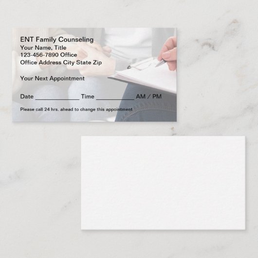 Carte De Rendez-vous Conseil Familial Et Psychothérapie (Devant / Derrière)