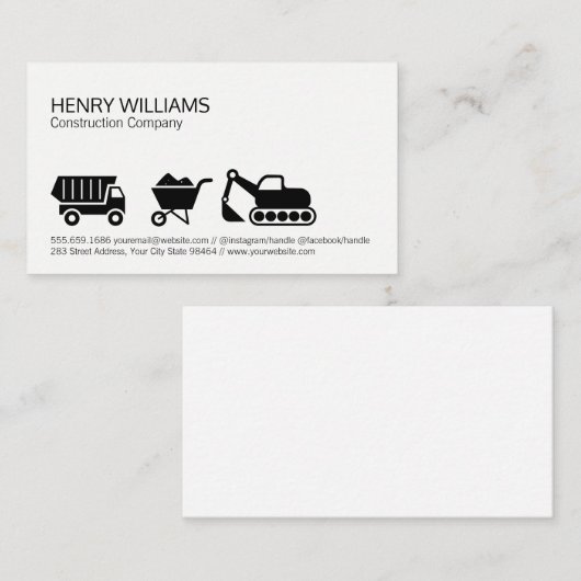 Carte De Rendez-vous Construction (Devant / Derrière)