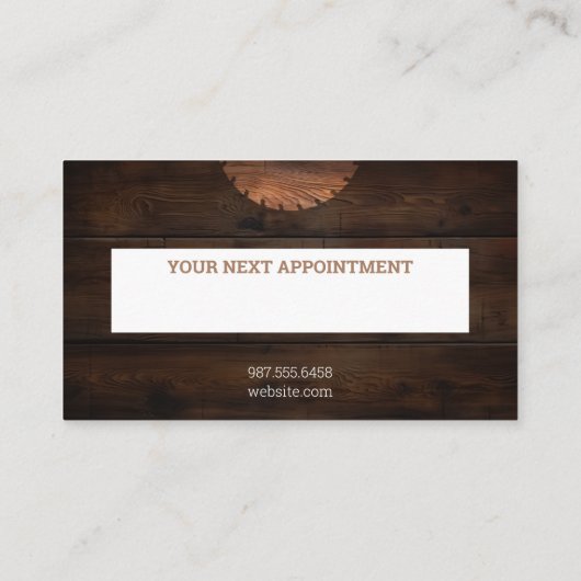Carte De Rendez-vous Construction charpentier Bois foncé bois rustique (Dos)