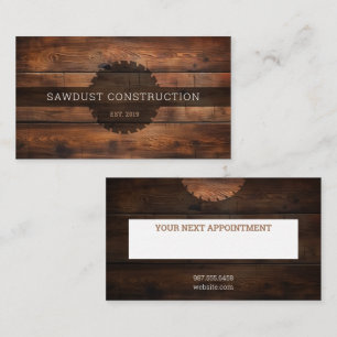 Carte De Rendez-vous Construction charpentier Bois foncé bois rustique