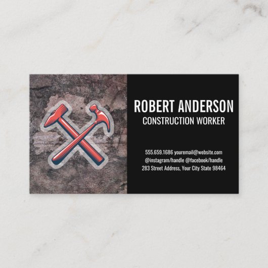 Carte De Rendez-vous Construction | Icônes du marteau (Devant)