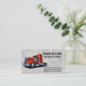 Carte De Rendez-vous Construction | Semi-camion | Arrière - plan en bét (Debout devant)