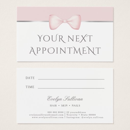 Carte de rendez-vous Coquette (Devant & derrière)