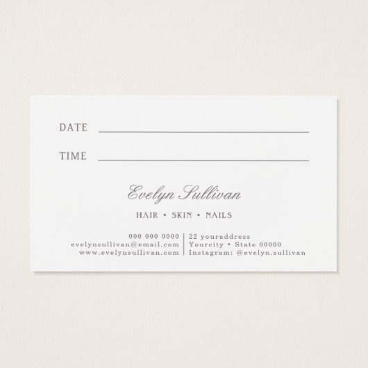 Carte de rendez-vous Coquette (Dos)