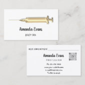 Carte De Rendez-vous Cosmetologist Syringe Botox Injection Gold  (Devant / Derrière)