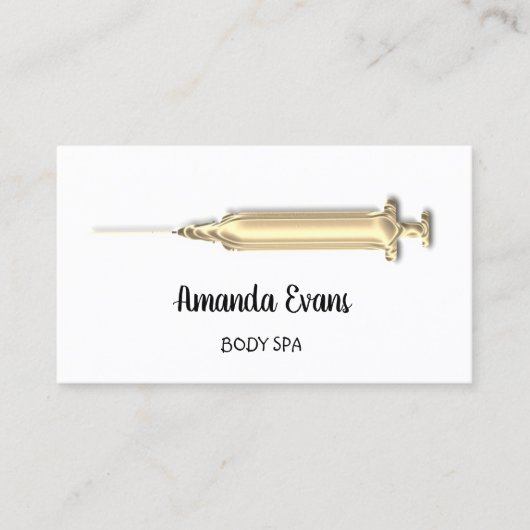 Carte De Rendez-vous Cosmetologist Syringe Botox Injection Gold  (Devant)