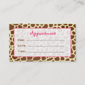 Carte De Rendez-vous Cosmetologue Salon Nomination Giraffe Imprimer (Dos)