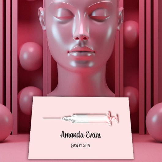 Carte De Rendez-vous Cosmetologue Syringe Botox Injection Rose Argent