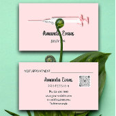 Carte De Rendez-vous Cosmetologue Syringe Botox Injection Rose Argent
