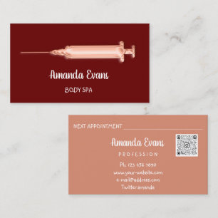 Carte De Rendez-vous Cosmetologue Syringe Botox Rose d'injection Burgun