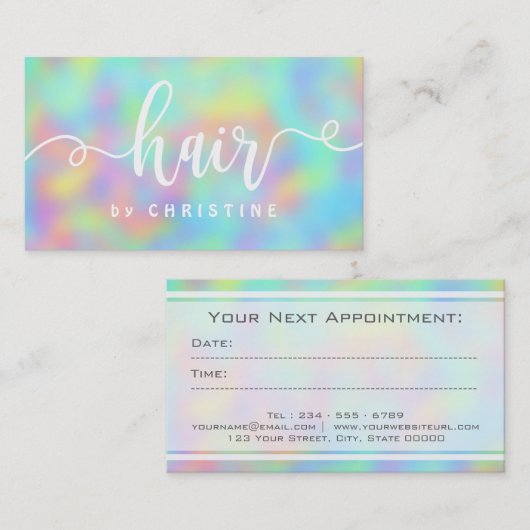 Carte De Rendez-vous couleurs pastel blanc (Devant / Derrière)