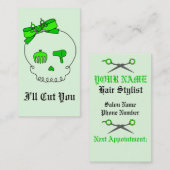 Carte De Rendez-vous Crâne accessoire de cheveux (détail d'arc - vert (Devant / Derrière)