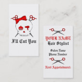 Carte De Rendez-vous Crâne accessoire de cheveux rouges (os croisés de (Devant / Derrière)