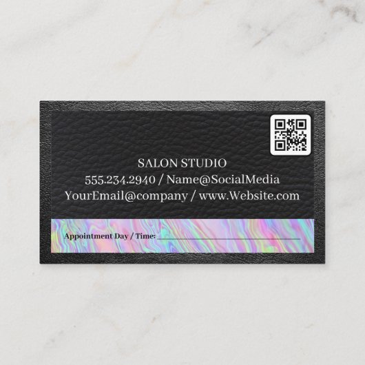 Carte De Rendez-vous Cuir | Iridescente Rainbow Liquid (Dos)