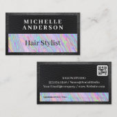 Carte De Rendez-vous Cuir | Iridescente Rainbow Liquid (Devant / Derrière)