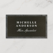 Carte De Rendez-vous Cuir noir lisse | Ajustement de l'ardoise | Code Q (Devant)