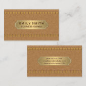 Carte De Rendez-vous Cuir Tan Double Trait | Plaque métallique or (Devant / Derrière)