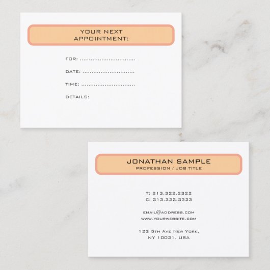 Carte De Rendez-vous Custom Elegant Modern Simple Appointment Reminder (Devant / Derrière)