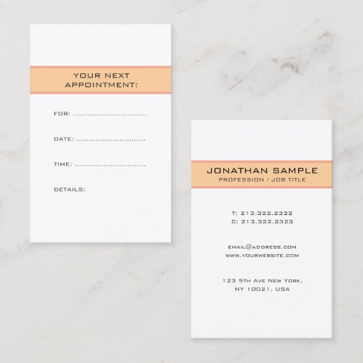 Carte De Rendez-vous Custom Plain Appointment Reminder Template (Devant / Derrière)