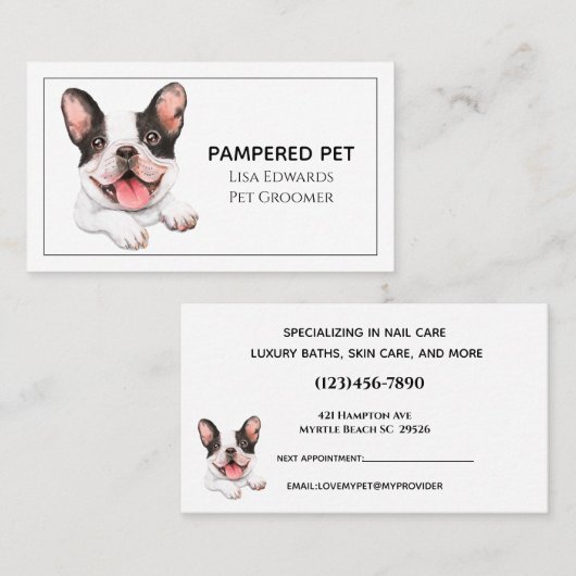 Carte De Rendez-vous Cute Chien Grooming White Business (Devant / Derrière)