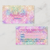 Carte De Rendez-vous Cute iridescente licorne or parties scintillant (Devant / Derrière)