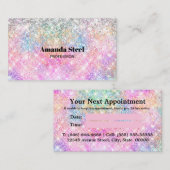 Carte De Rendez-vous Cute iridescente licorne rose parties scintillant (Devant / Derrière)