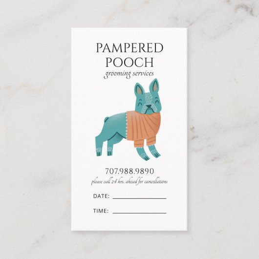 Carte De Rendez-vous Cute Spa de chien illustré Grooming (Devant)