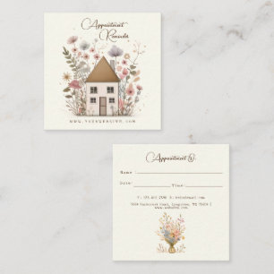 Carte De Rendez-vous Cute Vintage Floral House Services aux aidants
