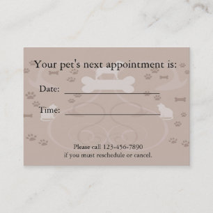 Carte de rendez-vous d'animal familier