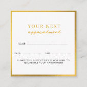 Carte de rendez-vous de beauté d'affaires Gold bla (Devant)