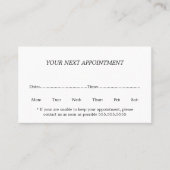 Carte de rendez-vous de beauté élégante noir et bl (Devant)