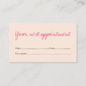 Carte de rendez-vous de beauté rose pastel minimal (Devant)