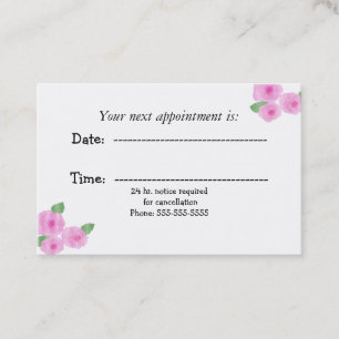 Carte de rendez-vous de bureau avec des roses aqua