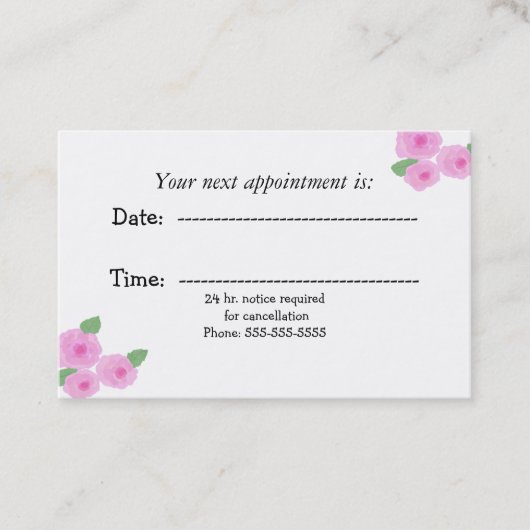 Carte de rendez-vous de bureau Rose couleur rose (Devant)