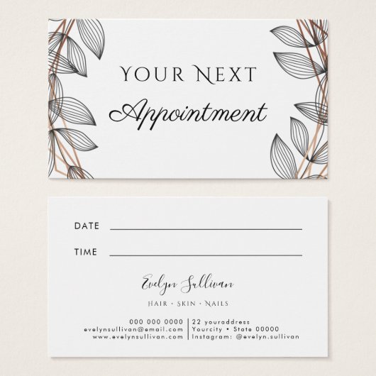 carte de rendez-vous de cadre géométrique feuillag (Devant & derrière)