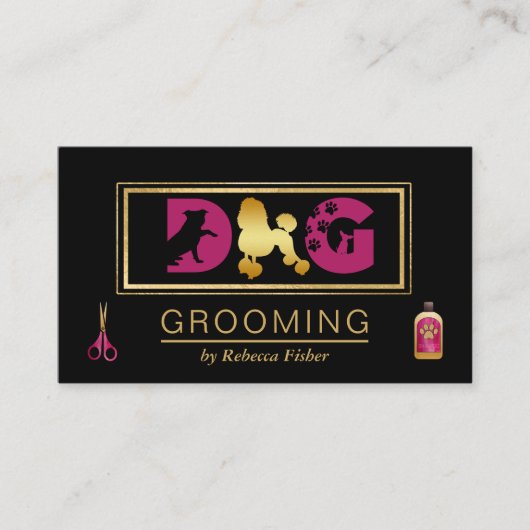 Carte de rendez-vous de chien Grooming Black Rose (Devant)