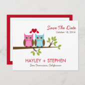 Carte de rendez-vous de chouettes d'amour (Devant / Derrière)