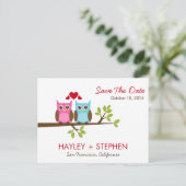 Carte de rendez-vous de chouettes d'amour (Debout devant)