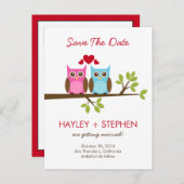 Carte de rendez-vous de chouettes d'amour (Devant / Derrière)