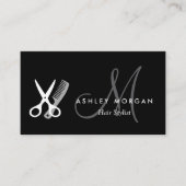 Carte de Rendez-vous de Coiffeur Monogramme Noir B (Devant)