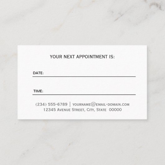 Carte de rendez-vous de coiffure de Monogramme noi (Dos)