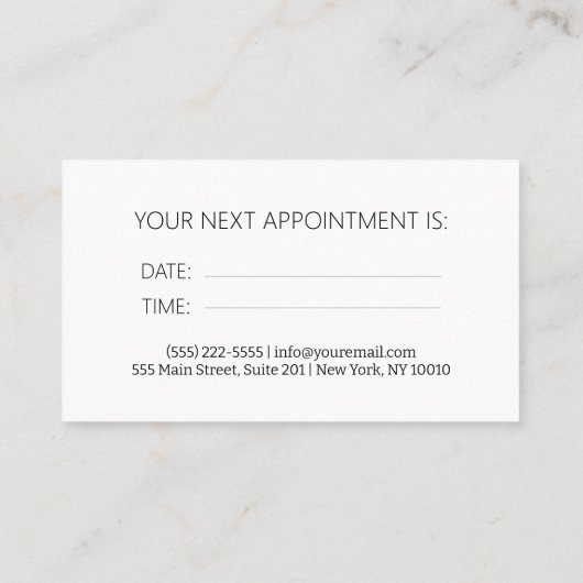 Carte de rendez-vous de coiffure moderne en noir b (Dos)