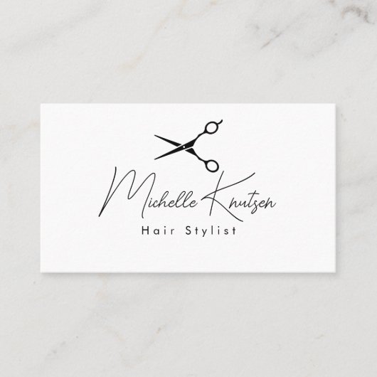 Carte de rendez-vous de coiffure moderne en noir b (Devant)