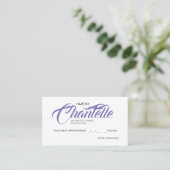 Carte de Rendez-vous de Coiffure Violet (Debout devant)