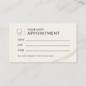Carte de rendez-vous de dentiste métallisée or arg (Dos)