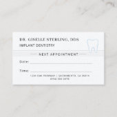 Carte de rendez-vous de dentisterie implantaire (Devant)