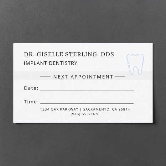 Carte de rendez-vous de dentisterie implantaire