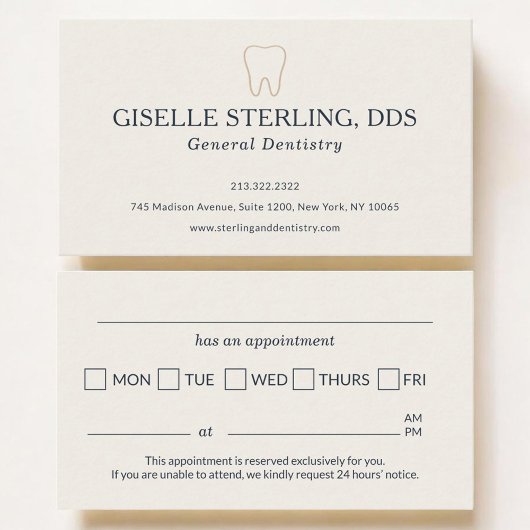 Carte de rendez-vous de dentisterie moderne