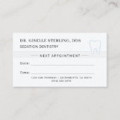 Carte de rendez-vous de dentisterie sédative (Devant)